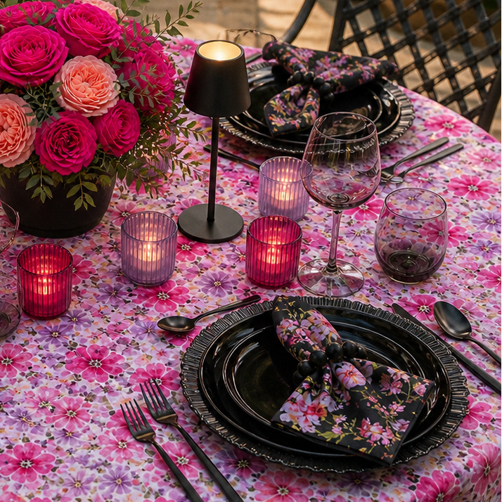 Petal & Noir Soirée—Styled Table